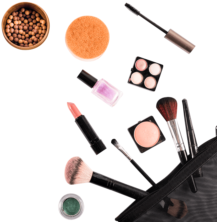Assorted Makeup Productsand Tools PNG