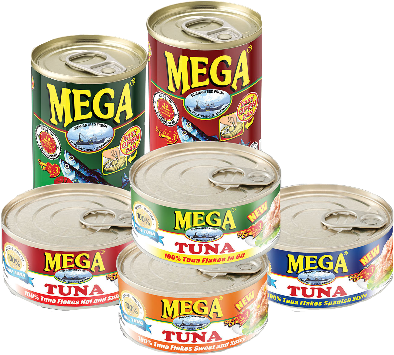 Assorted Mega Tuna Cans PNG