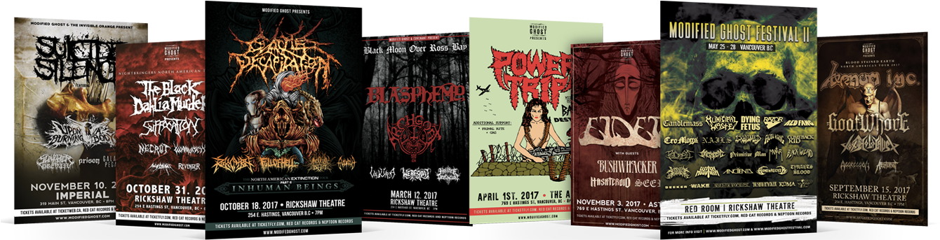 Assorted Metal Concert Posters PNG