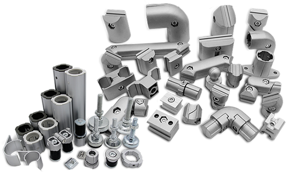 Assorted Metal Pipe Connectorsand Fittings PNG
