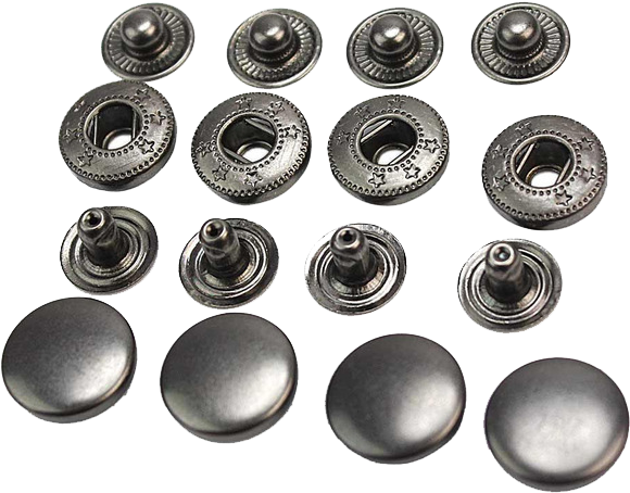 Assorted Metal Snap Buttons Collection PNG