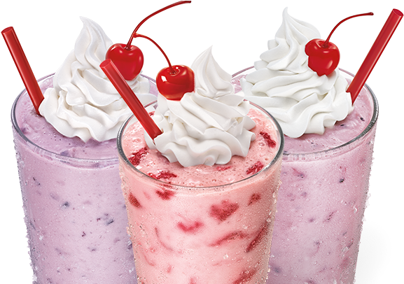 Assorted Milkshakeswith Whipped Creamand Cherries PNG