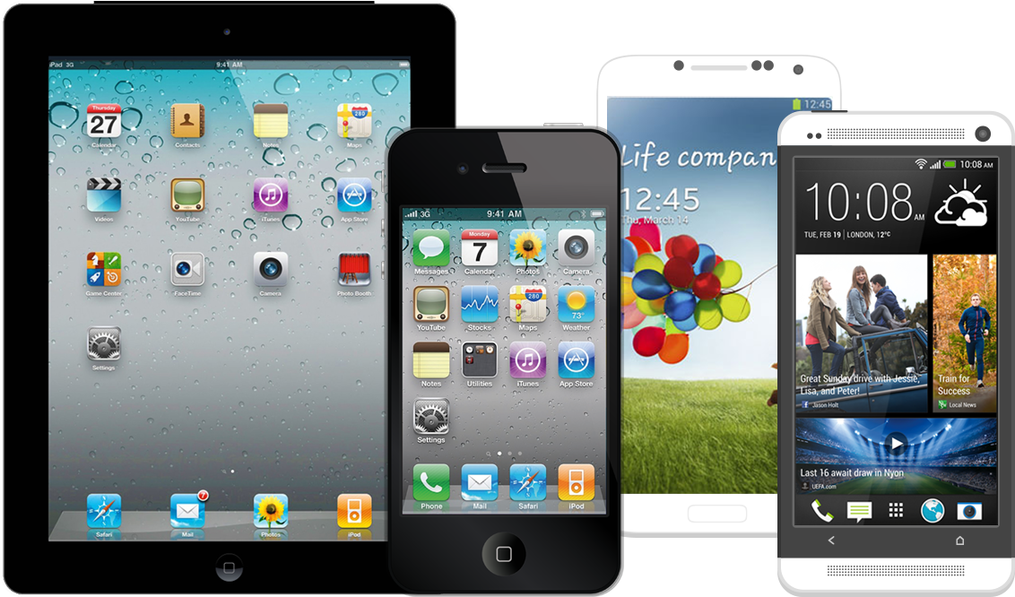 Assorted Mobile Devices Display PNG