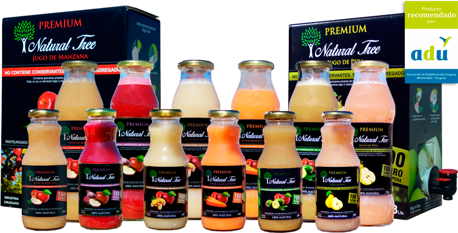 Assorted Natural Juice Products Packaging PNG