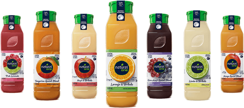 Assorted Natural One Juice Bottles PNG