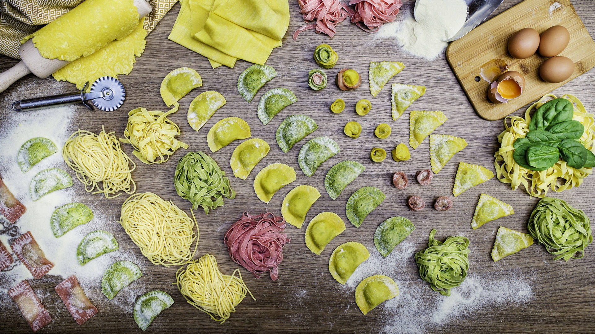 Caption: Gourmet Assortment of Pasta and Dumplings Wallpaper