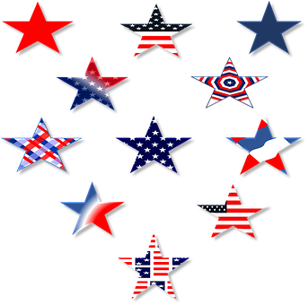 Assorted Patriotic Stars Collection PNG