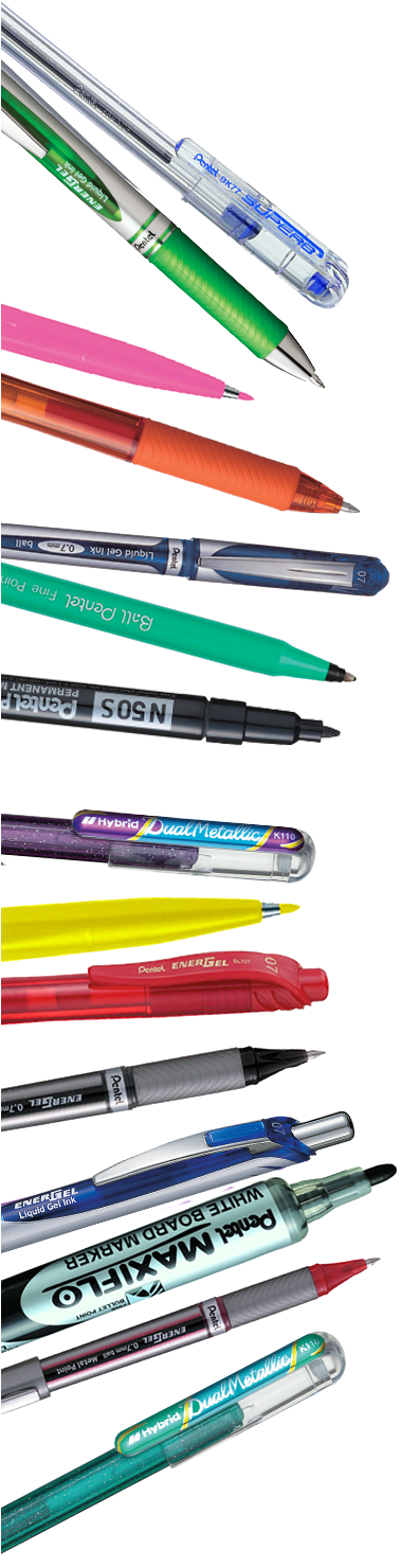 Assorted Pens Vertical Display PNG