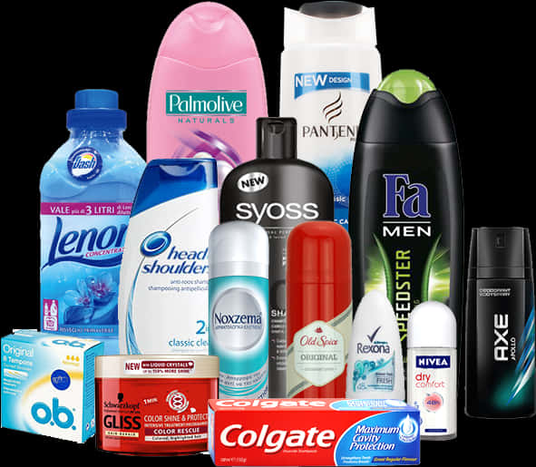 Assorted Personal Care Products Collection PNG