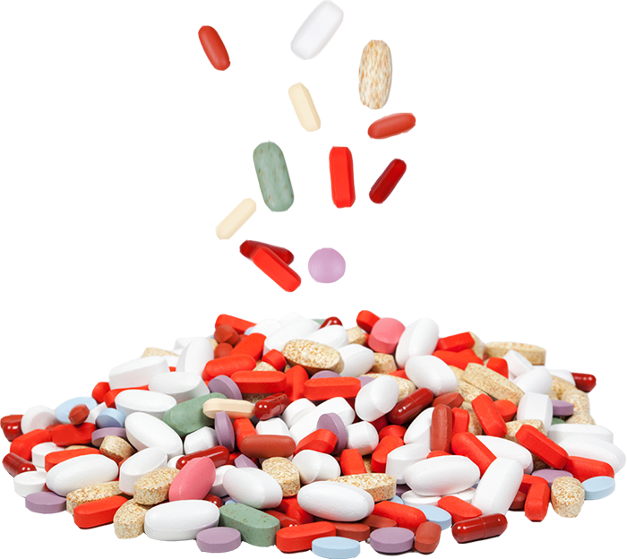 Assorted Pillsand Capsules Falling PNG