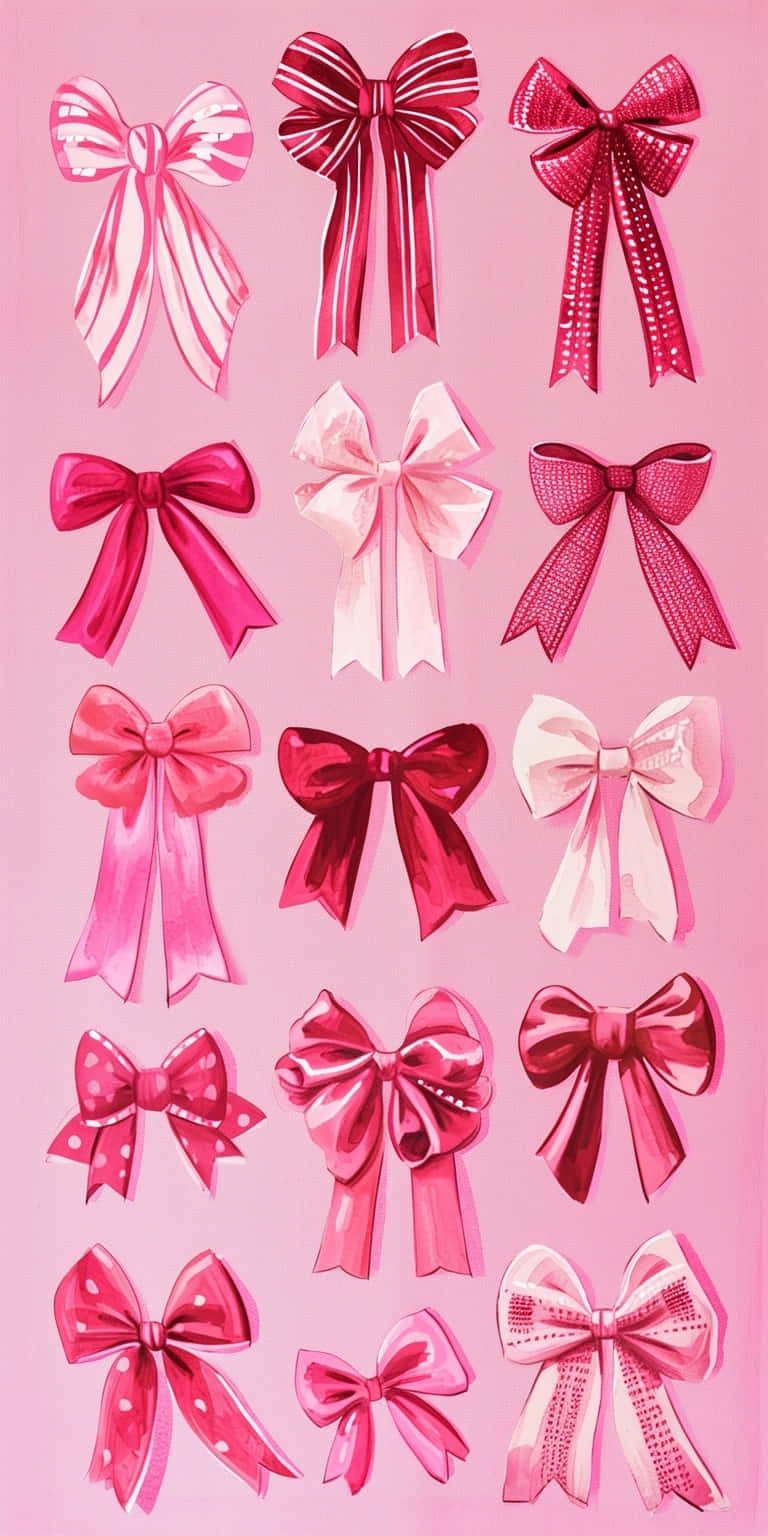 Assorted Pink Bows Collection Wallpaper