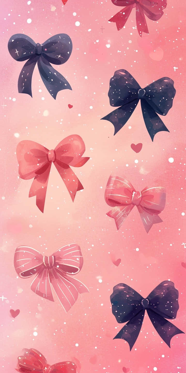 Assorted Pinkand Black Bowson Pink Background Wallpaper