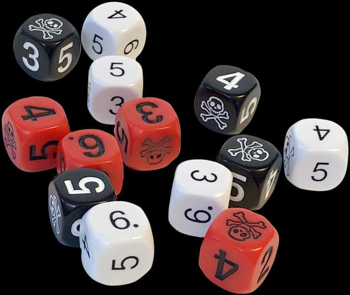 Assorted Pirate Themed Dice PNG