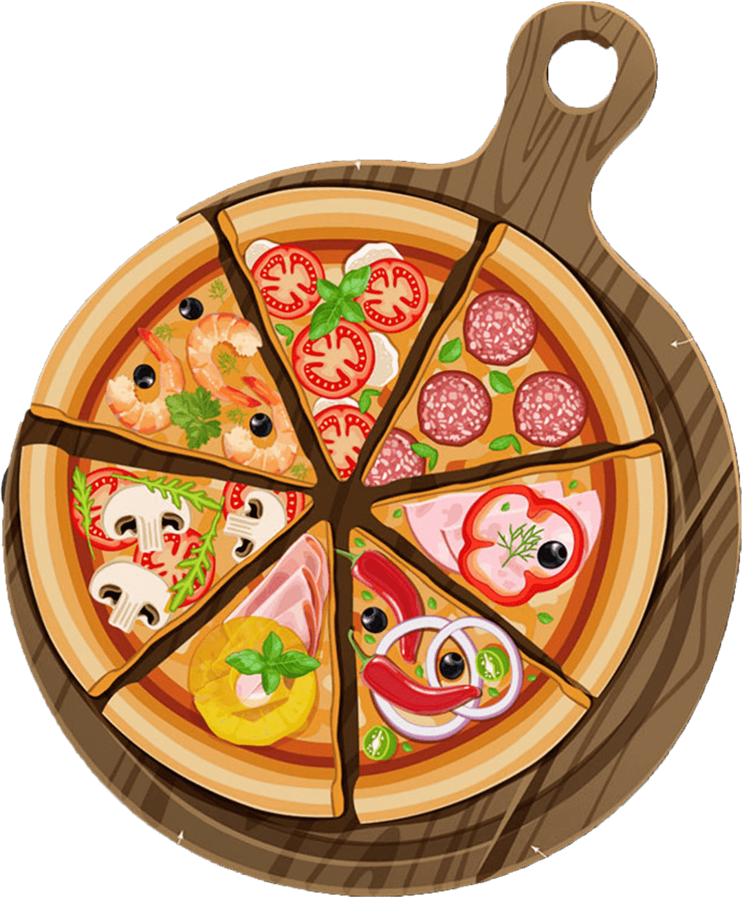Assorted Pizza Slices Clipart PNG