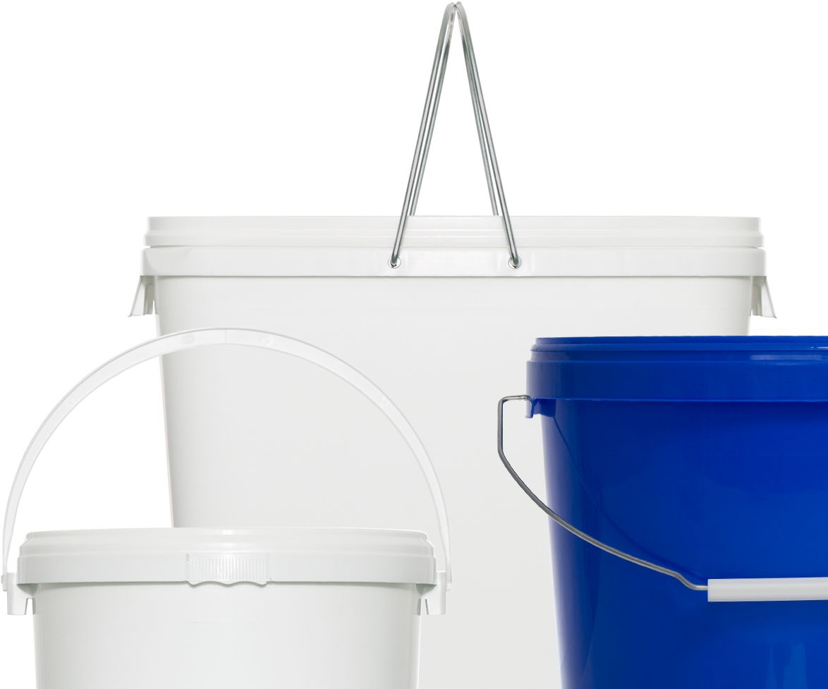 Assorted Plastic Buckets PNG