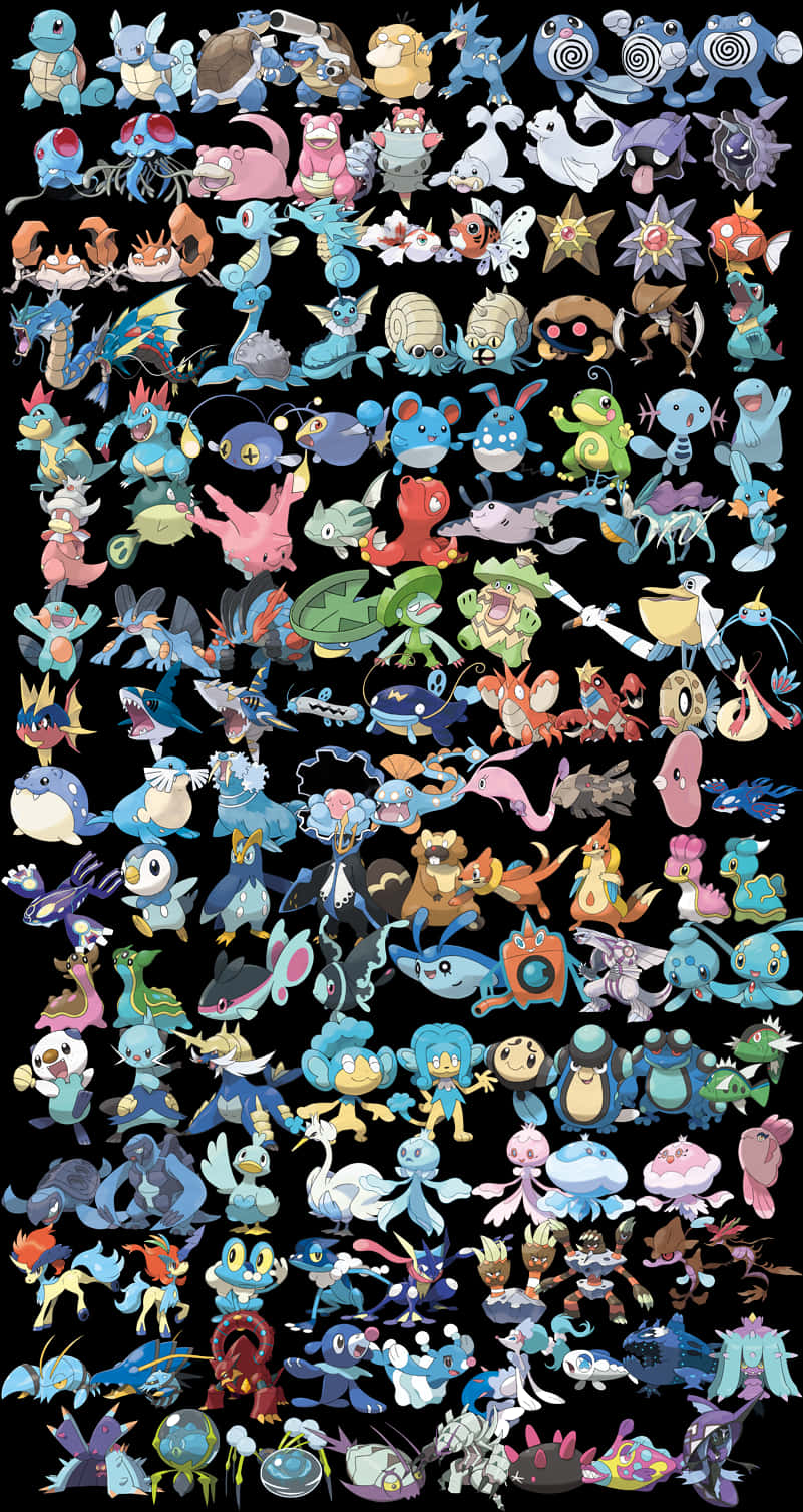 Assorted Pokemon Characters Collage PNG