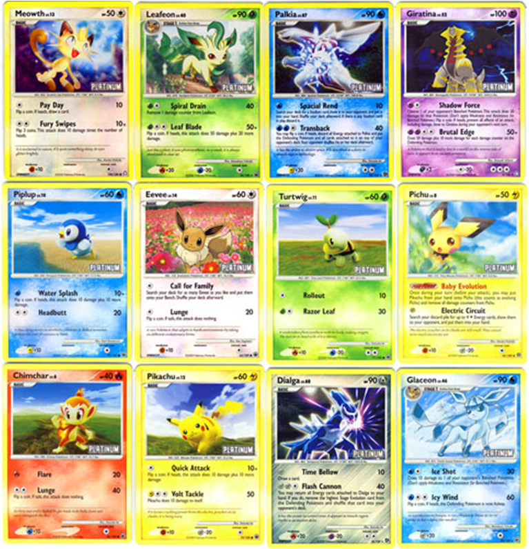 Assorted Pokemon Platinum Cards Collection PNG