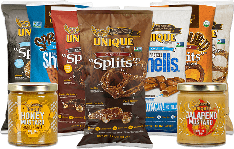 Assorted Pretzel Productsand Mustards PNG