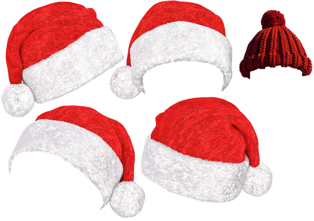Assorted Santa Hats Collection PNG