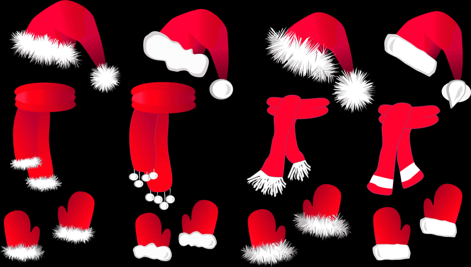 Assorted Santa Hatsand Accessories PNG