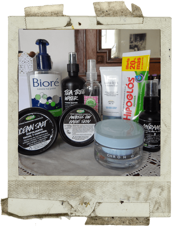 Assorted Skincare Products Polaroid PNG