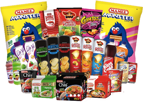 Assorted Snack Products Display PNG