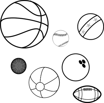 Assorted Sports Balls Vector PNG