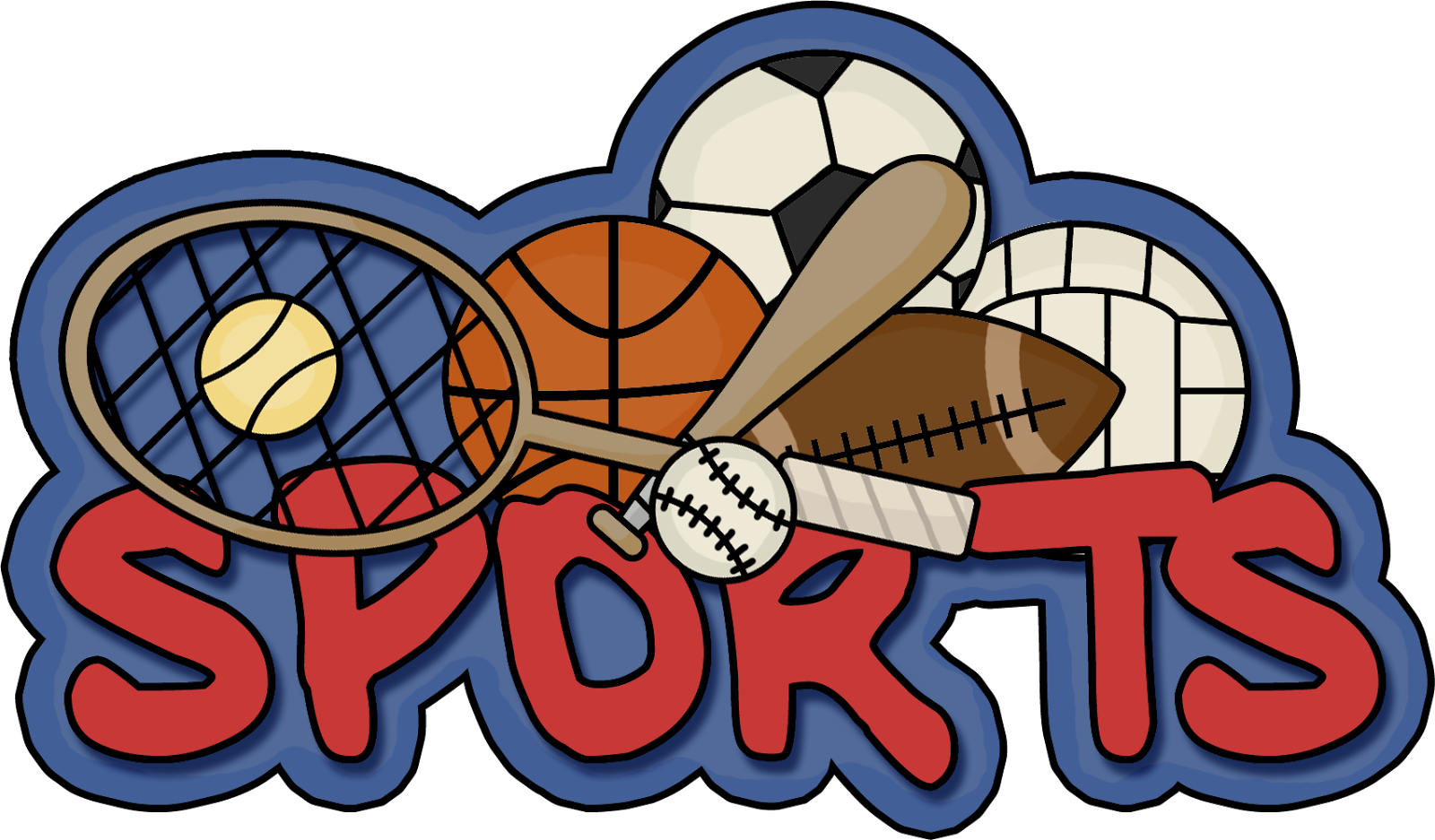 Assorted Sports Equipment Illustration PNG