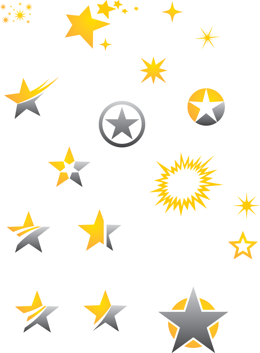 Assorted Stars Design Elements PNG