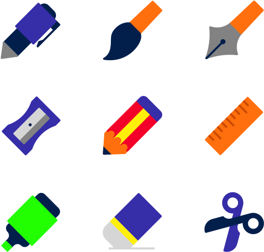 Assorted Stationery Icons Set PNG