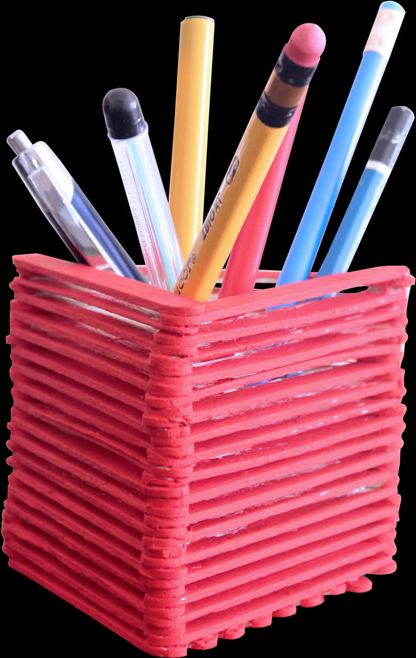 Assorted Stationeryin Pink Holder PNG