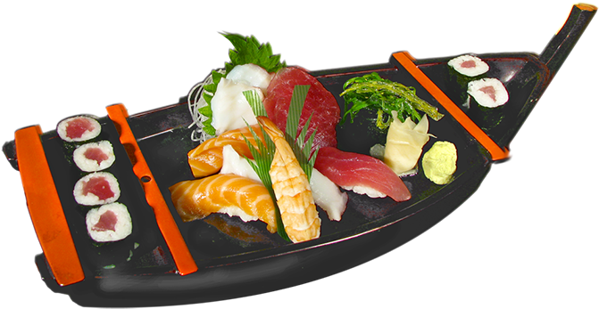 Assorted Sushi Platter Boat PNG