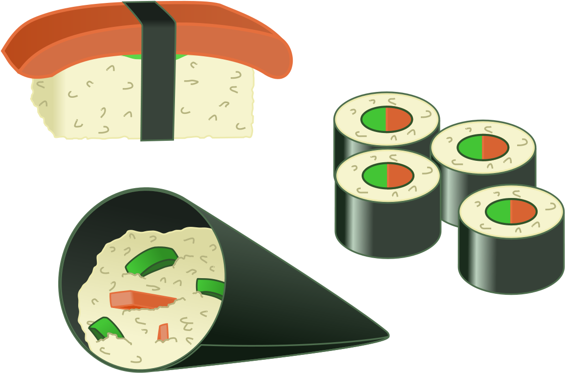 Assorted Sushi Vector Illustration PNG