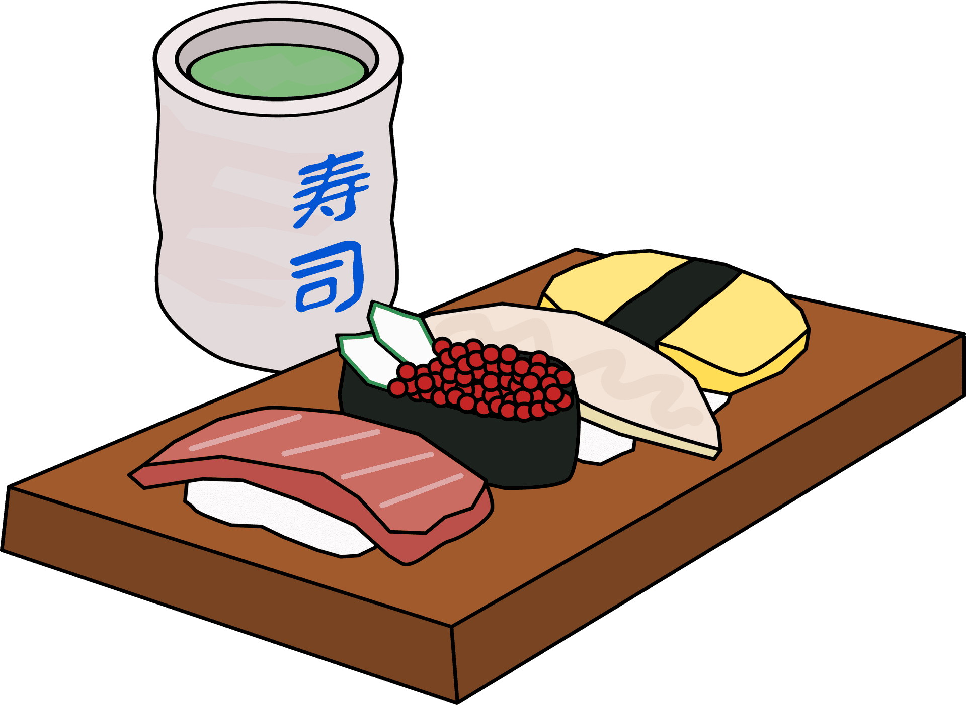 Assorted Sushiand Sake Cup PNG