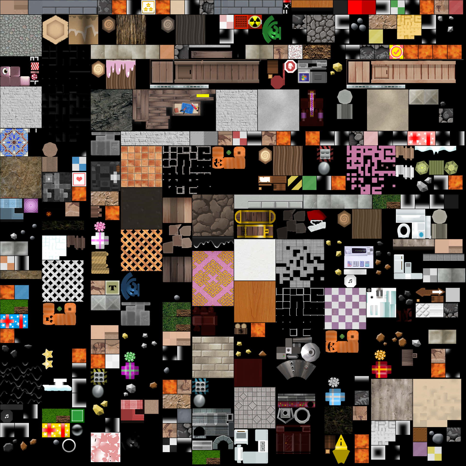 Assorted Texture Tiles Collage PNG