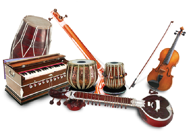 Assorted Traditional Musical Instruments PNG