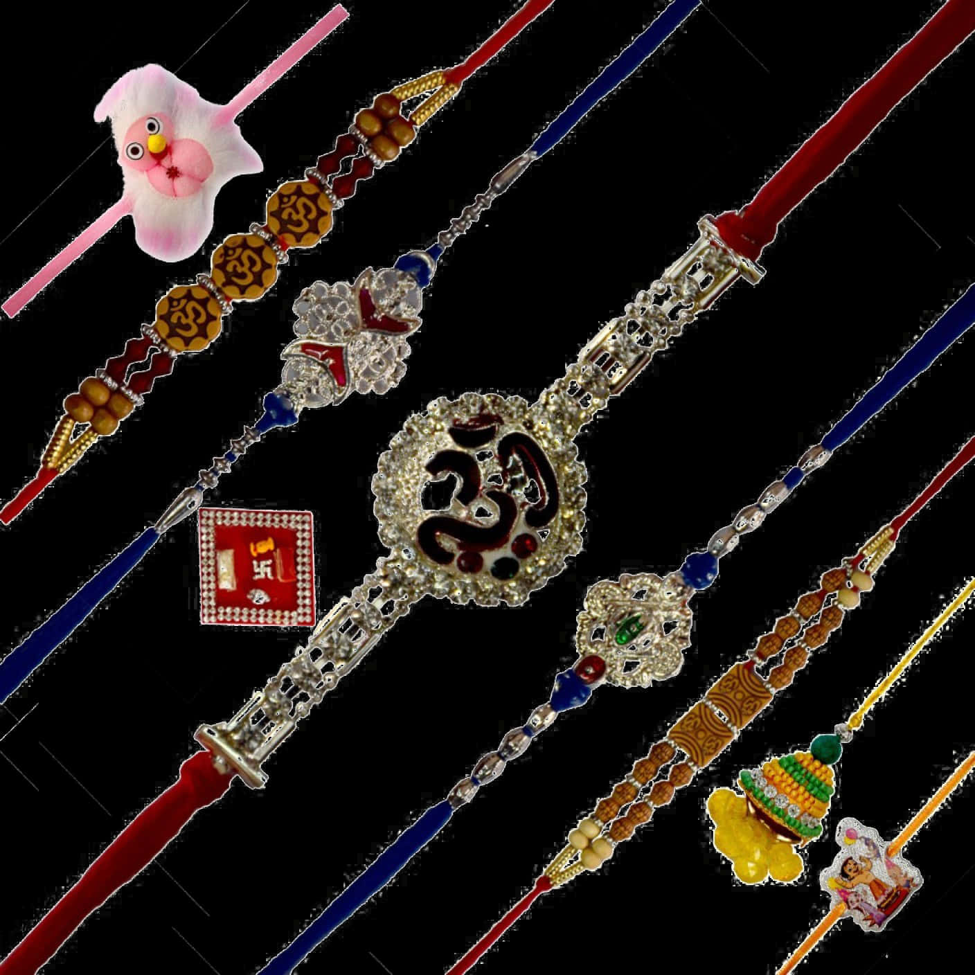 Assorted Traditional Rakhi Designs PNG