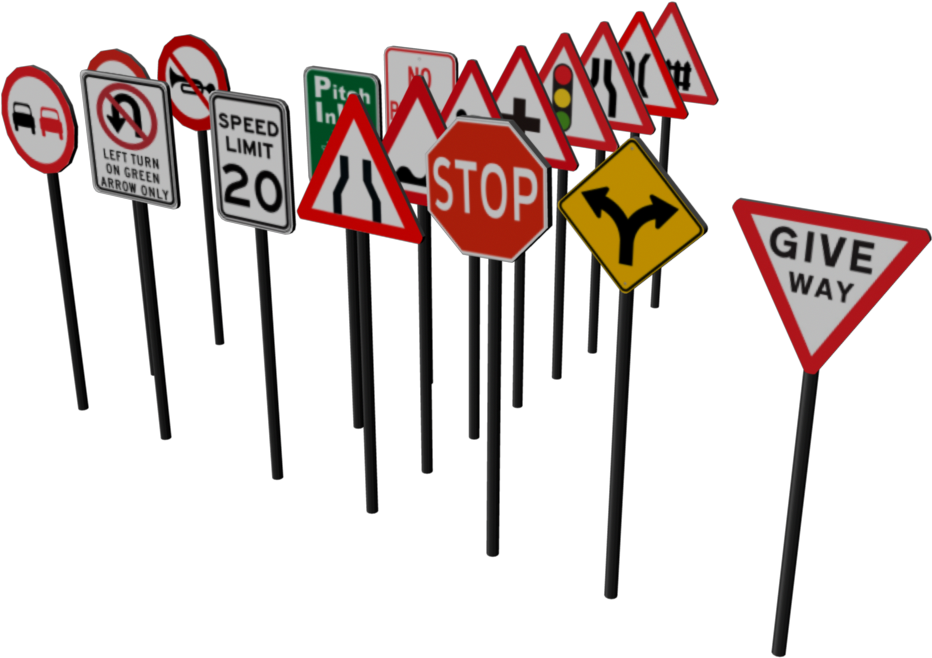 Assorted Traffic Signs Collection PNG