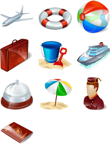 Assorted Travel Icons Set PNG
