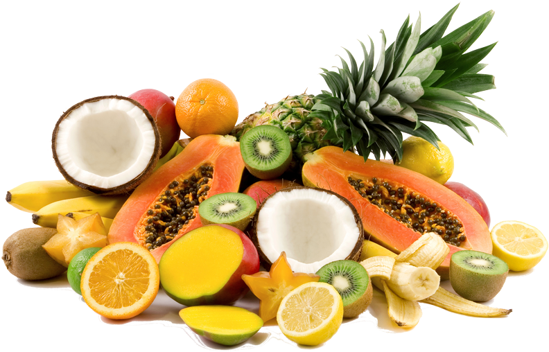 Assorted Tropical Fruits Display PNG