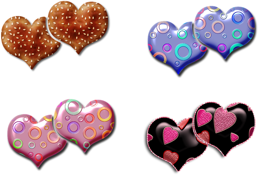 Assorted Valentine Hearts Design PNG