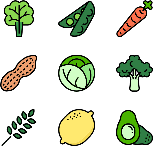 Assorted Vegetables Icons Set PNG