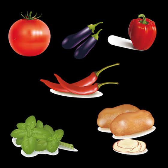 Assorted Vegetables Vector Illustration PNG