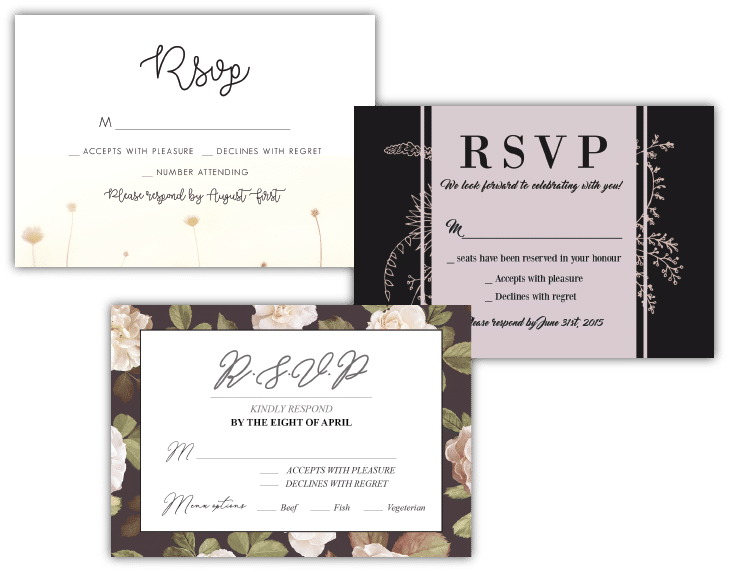 Assorted Wedding R S V P Cards PNG