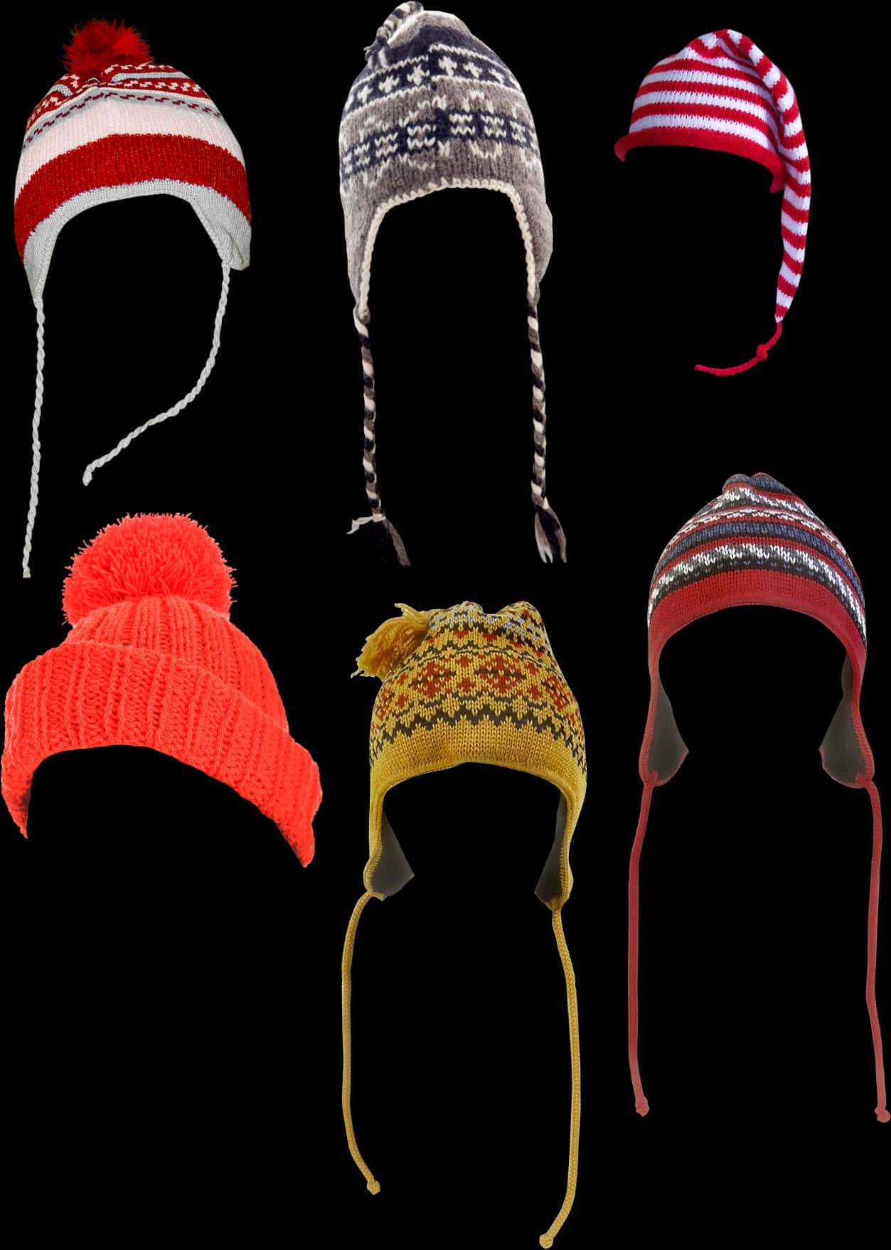 Assorted Winter Hats Collection PNG