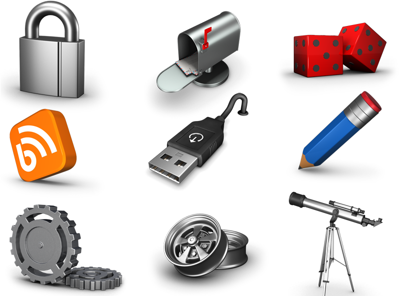Assorted3 D Icons Set PNG