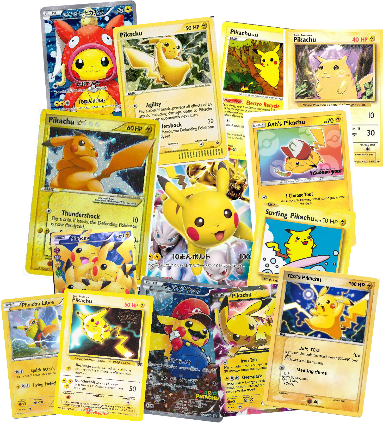 Assorted_ Pikachu_ Pokemon_ Cards_ Collection PNG