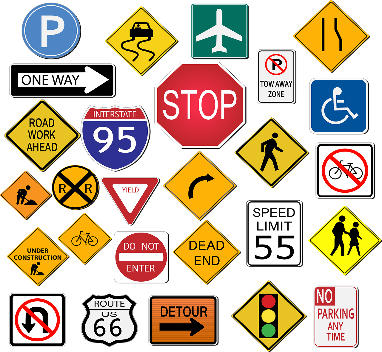 Assorted_ U S_ Road_ Signs_ Collection PNG