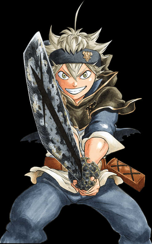 Asta Black Clover Sword Pose PNG