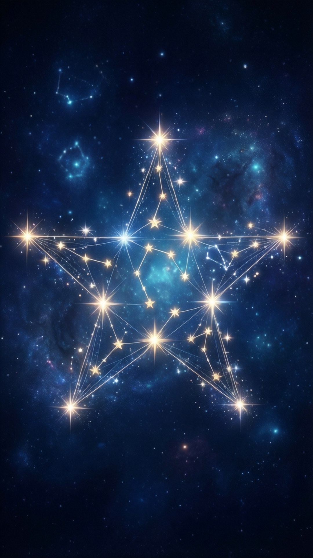 A starry constellation forms an asterisk in this cosmic wallpaper.
